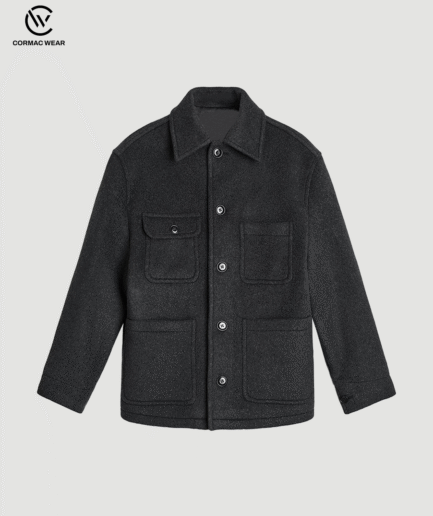 Button-Up Wool Pockets Jacket