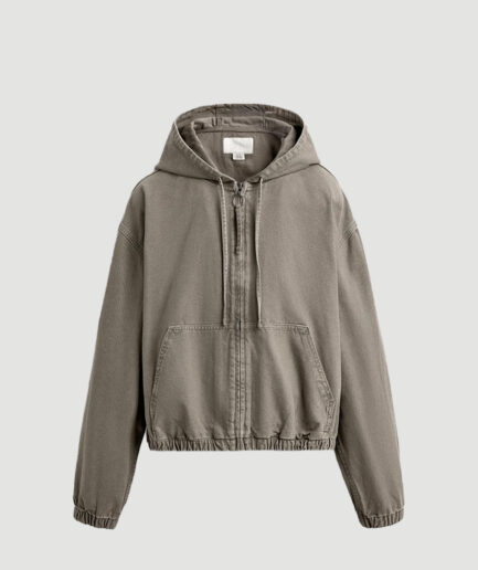 Elasticated Open Hem Zip-Up Hood